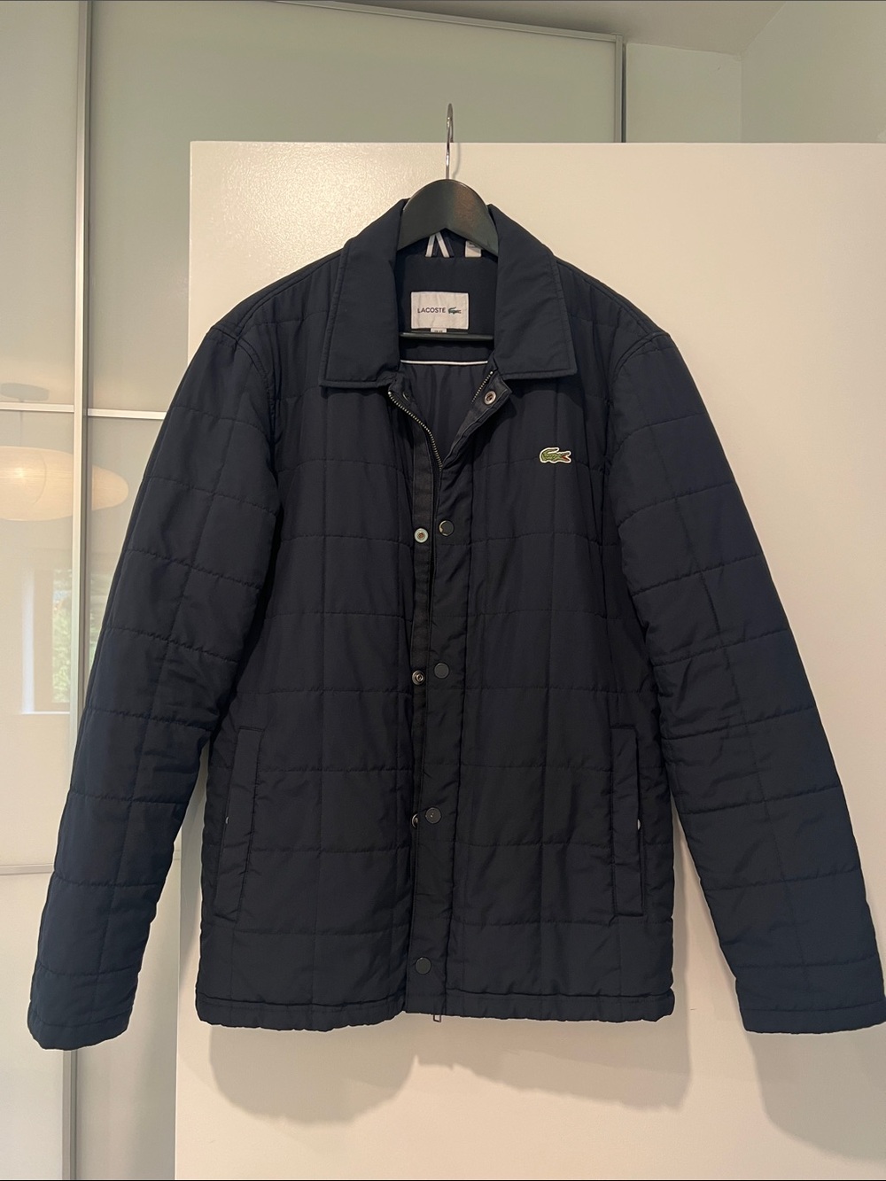 Lacoste Men’s Quilted Puffer Jacket - Navy (Size Small)